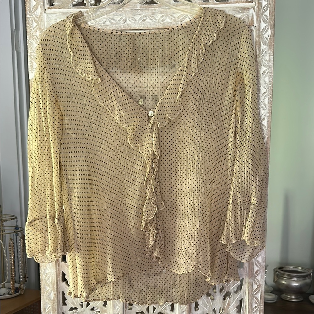 Urban Outfitters Cream Ruffled Blouse